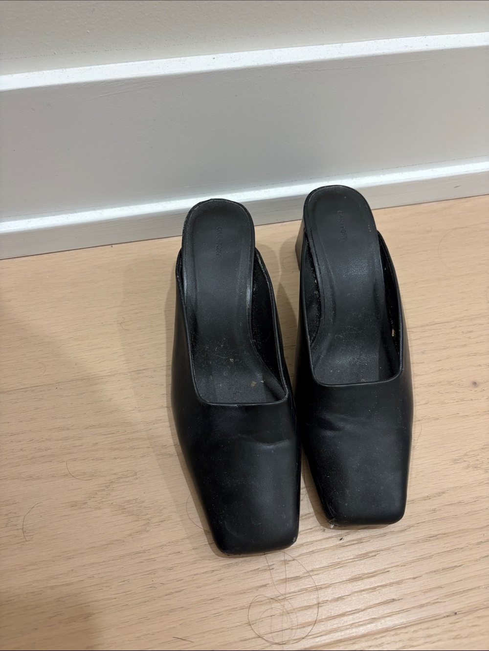 OAK + FORT Black Square-Toe Slide Mules